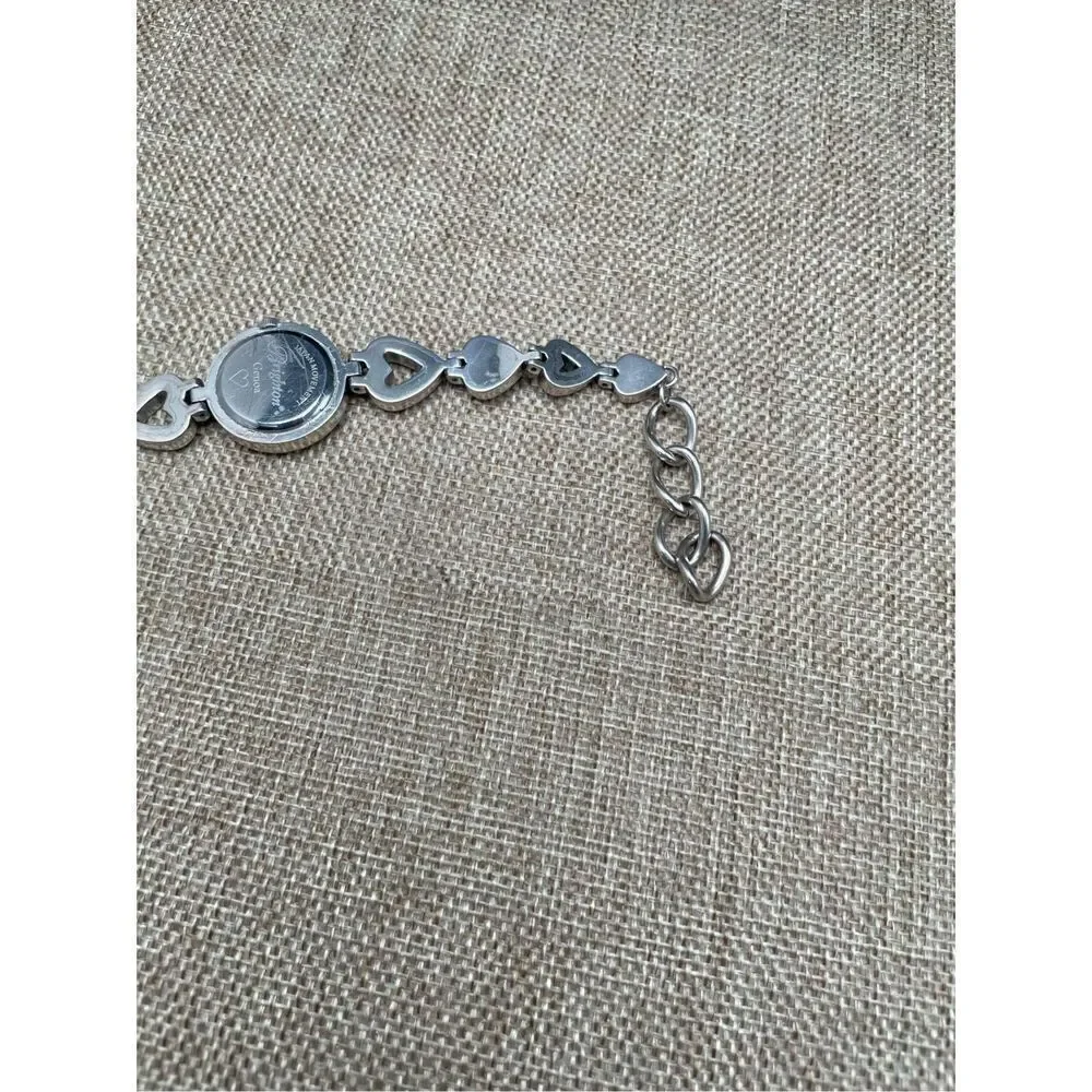 Brighton Vintage Silver Heart Charm Bracelet Watch Adjustable Toggle Working